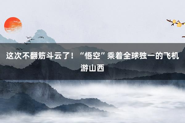 这次不翻筋斗云了！“悟空”乘着全球独一的飞机游山西